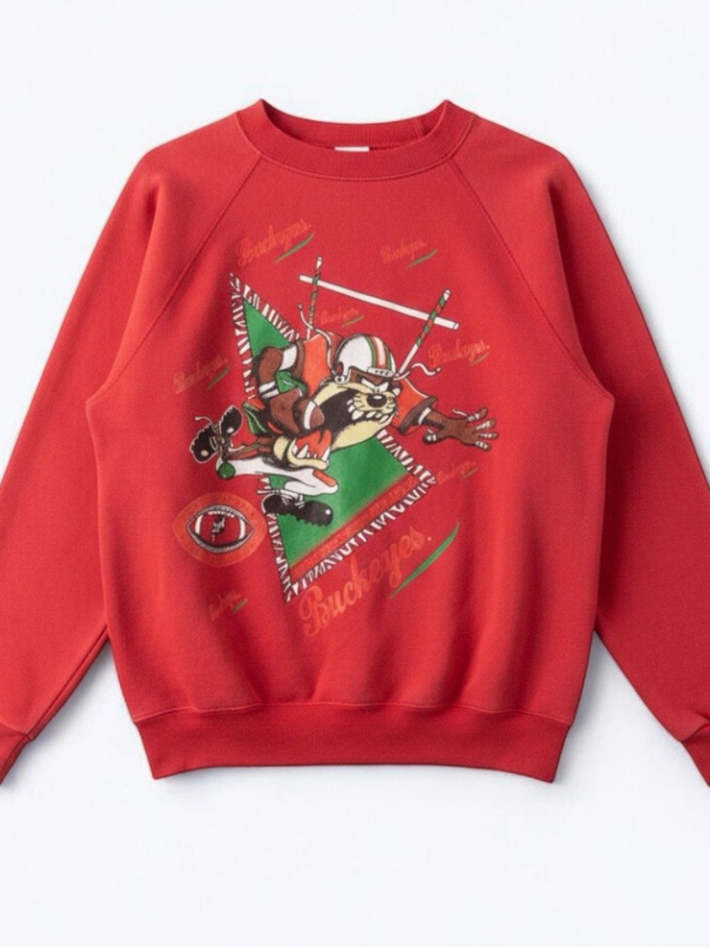 Ohio State Vintage Red Taz Looney Tunes Sweatshirt Mens XS